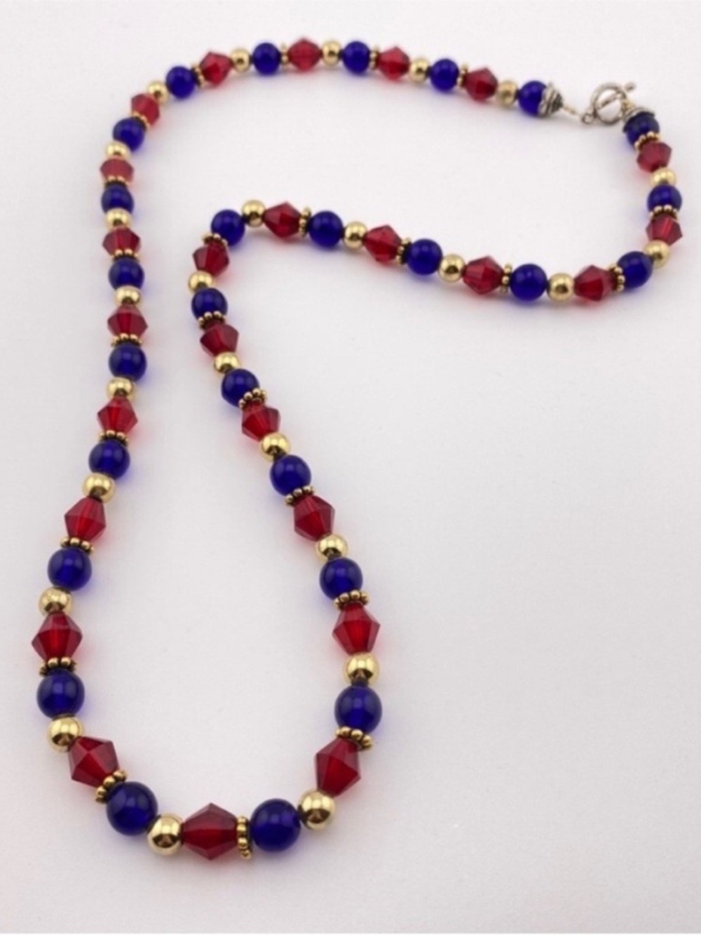5 for $20 Red Blue Gold Tone Bead Necklace